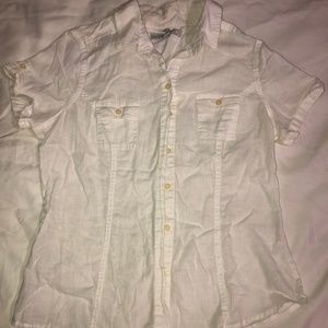 Old Navy White Linen Blend Short Sleeve Button Up Shirt Size S - NWOT